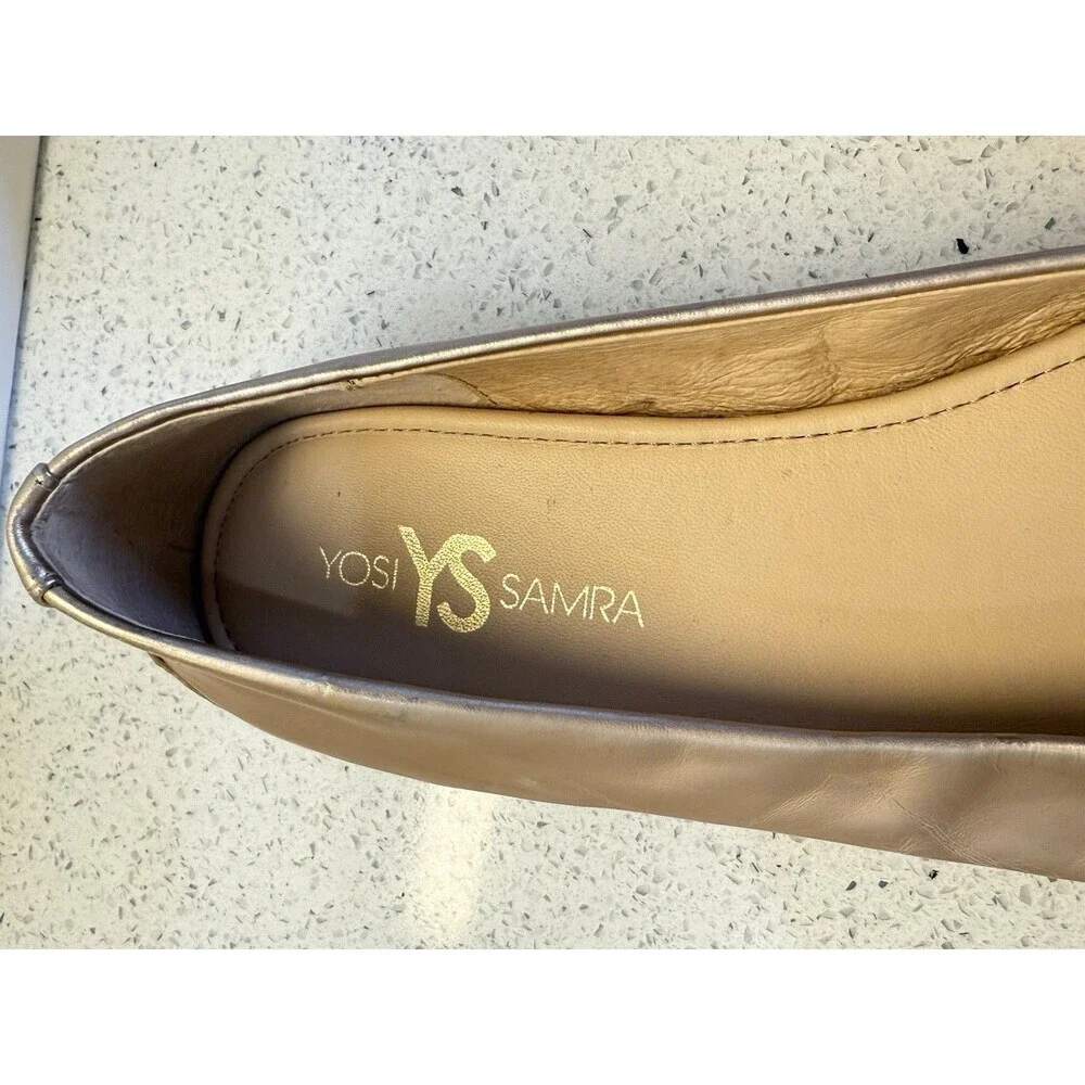 Yosi Samra Womens Valentina Flats Leather Metallic Rose Gold Slip On Mule Sz 9